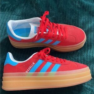 Adidas Gazelle Red with Blue Stripes